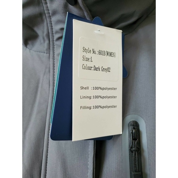 DLGJPA Women's Solid Gray Polyester Long Sleeve Full Zip Casual Jacket Size L - Picture 3 of 12